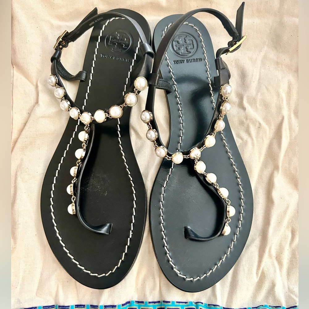 Tory Burch Emmy Pearl Strap Sandals - Picture 4 of 10